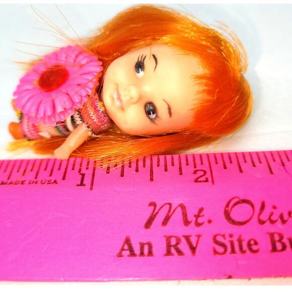 2" Vintage Tiny But Mighty Kiddle Miniature Doll w/Big Flower T & S - Picture 7 of 8
